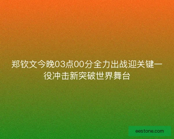 郑钦文今晚03点00分全力出战迎关键一役冲击新突破世界舞台